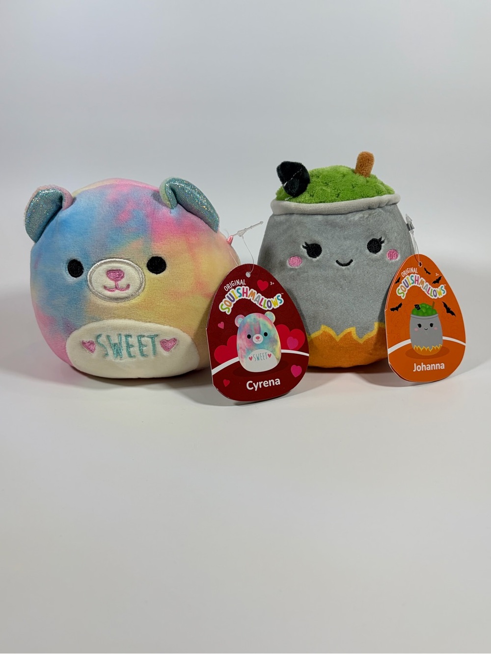 Squishmallows Cyrena & Johanna Plush Duo - Pastel Multi & Gray